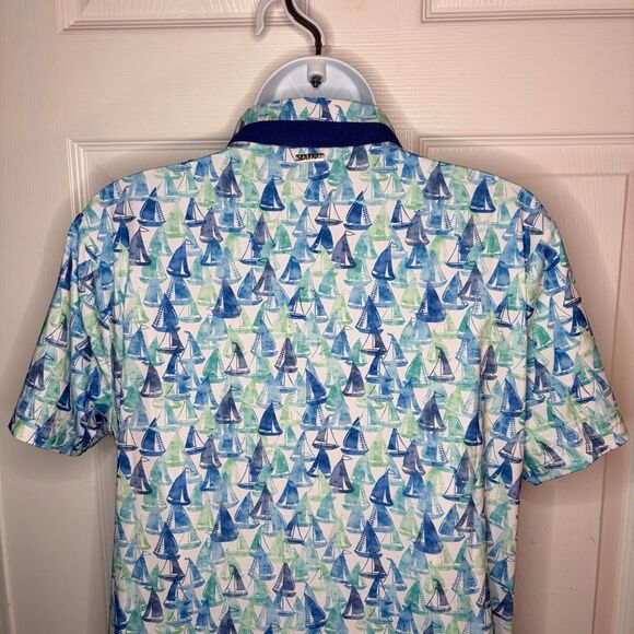 CABANA LIFE Upf 50 Nautical Sailboat Twill Tape Mini Dress Caftan Blue L NWT - Picture 7 of 11